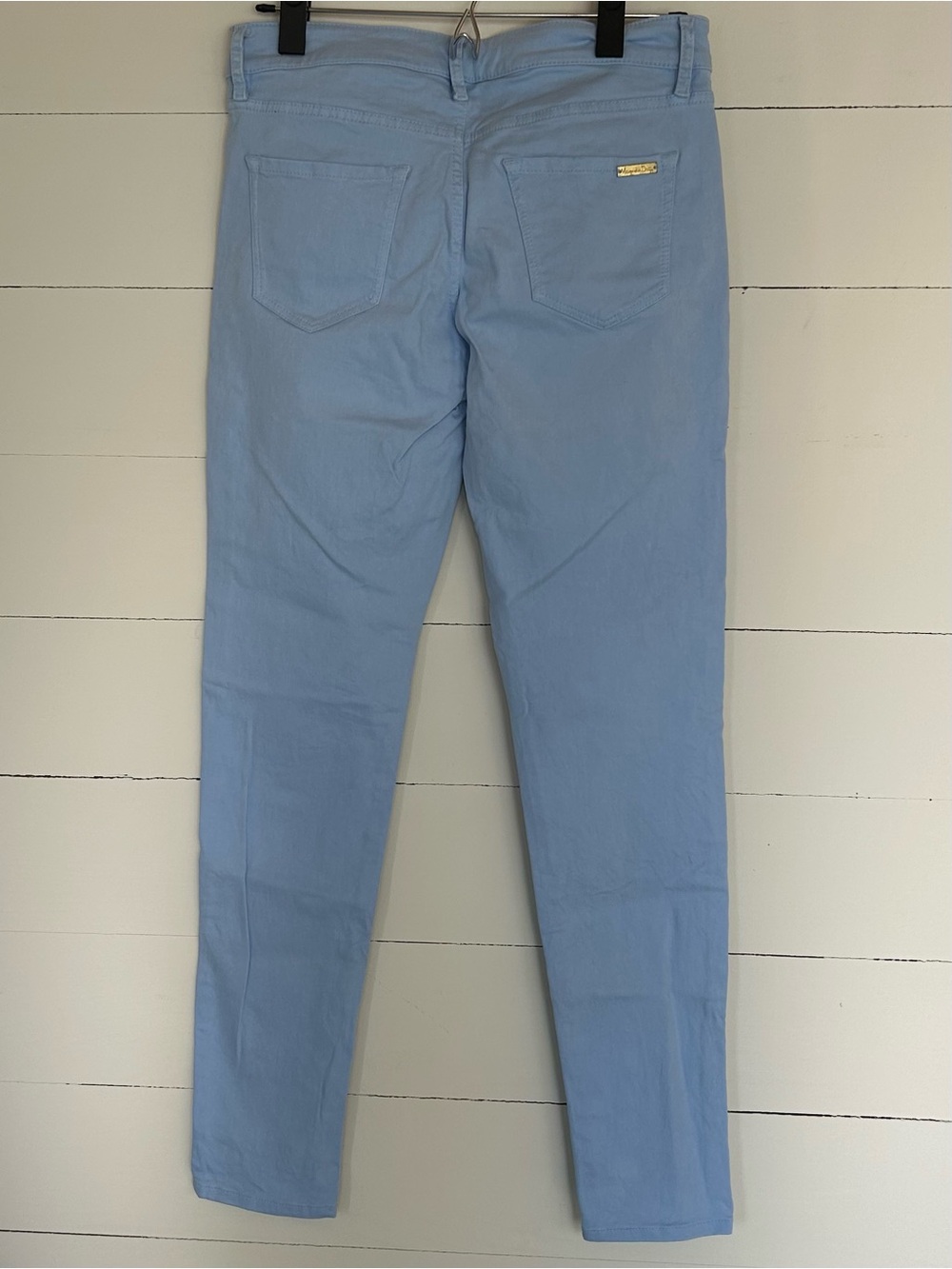 Massimo Dutti Light Blue Slim Pants with Gold Button Size 6 - Picture 2 of 6